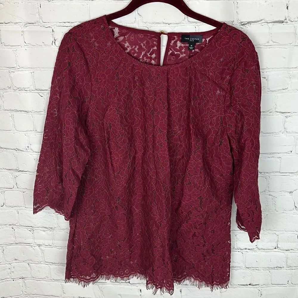 The Limited Maroon Lace Layering Blouse Size Medium